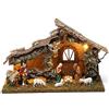 Holyart Capanne Presepe e Grotte: Capanna legno luci led 20X35X15 cm con presepe completo
