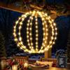 ODEETRONIC Sfera luminosa decorativa a batteria, 33 cm, da appendere, da giardino, per balcone, feste, interni, casa, 1 pezzo, bianco caldo