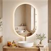 HOMCOM Specchio Bagno Ovale con Luce 50x70cm 3 Colori Dimmerabili Bluetooth | Specchio da Parete, Retroilluminato, Interruttori Touch, Funzione Memoria, Antiappannamento, Vetro Temperato, IP44, Verticale