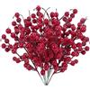 Fairblo 12 Pezzi Bacche Rosse Artificiale Bacche Decorative Natalizi Ramo Artificiale Berry Stem 27cm Steli di Bacche Artificiali Decorazione del Vaso per la Festa di Nnozze di Natale