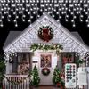 CCILAND Ghirlanda luminosa per esterni, 14 m 360 LED Ghiaia di Natale con timer a distanza, impermeabile, 8 modalità, ghirlanda luminosa natalizia per casa, balcone, portico, festa, bianco