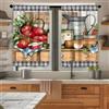 Highdi 2 Pezzi 3D Motivi Tende Cucina con Sacchetto, Tendine Cucina Tendina Sottolavello, Tende per Finestre Piccole per Soggiorno, Casa in Stile Rustico (Mela,W80xL100cm)