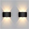 CHEVVY 2 Pezzi Lampada da Parete LED 3000K, 4W Impermeabile IP65 Applique Nero | da Muro Interno Esterno Luce, Bianca Calda Applique, LED da Muro Moderne per Camera da soggiorno, Corridoio