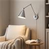 B·LED BARCELONA LED BARCELONA LED Applique da Parete Vintage Cromo in Alluminio Metallo con Braccio Orientabile, Grande, Stile Industriale Classico Moderno e Lussuoso, con Cavo e Spina E27