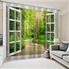 NBVGHJ Tende Oscuranti 3D Personalizzate Foto Finestra del Soggiorno Paesaggio Verde Tende Tende con Occhielli (L) 300 × (A) 250 cm
