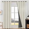 CYCMACO Tende Per Interni Finto Lino 2 Pezzi, 140x280cm, Tenda Termica Isolante Freddo E Caldo Moderne, Tende Oscuranti, Tenda Oscurante Da Interno Con Anelli, Per Soggiorno Camera, Beige Chiaro
