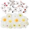 MWOOT 26 Pezzi Teste di Fiori Artificiali 3D Farfalle, Fiori Finti Piccoli per Decorazioni, Rose Garofano Finte per Fai da te Corona Torta Bouquet Da Sposa Matrimonio Festa Casa Giardino(Bianco)