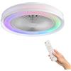 IluminaShop - Ventilatore da soffitto LED RGB, temperatura della luce regolabile, combinazioni di colori, telecomando, timer e funzione estate/inverno con design moderno bianco