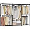 SONGMICS Armadio Aperto, Guardaroba Autoportante, 205 x 43 x 166 cm | Scaffale Verticale, con Barre Appendiabiti, Spogliatoio, Camera da Letto, Nero, Collezione RYLAN RYG035B01