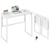 VASAGLE Scrivania per Computer Pieghevole, Angoli Arrotondati, 80x40 cm | Tavolo da Ufficio, Piano in Unico Pezzo, Facile da Montare, Camera da Letto, Bianco, Collezione BARNET LWD151WF01