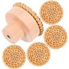 HOMOCONO Appendiabiti vintage in rattan intrecciato 5 pezzi, ganci da parete per interni ed esterni, robusti supporti per chiavi, pacchetto e asciugamani, forma rotonda in legno