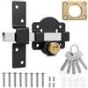 QWORK® Serratura a Lancio Lungo 50mm, Chiavistello per Cancelli e Garage, Nero