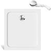 Jaxguom Piatto doccia 90 x 80 cm, rettangolare, con sifone, acrilico bianco | 4 cm di altezza, set completo con scarico, diametro 90 mm, per bagni stretti, box doccia e ristrutturazione del bagno