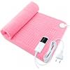 Aischens Termoforo Elettrico 100W Rosa Flanella 43x84cm con 9 Livelli | Spegnimento Automatico, Doppia Faccia, Lavabile, Scalda Collo e Schiena