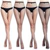 Risipu 4 Pairs Black Fishnet Tights for Women Sexy Cross Mesh Tights Fishnet Stockings High Waisted Fishnets Pantyhose Ladies Fish Net Tight