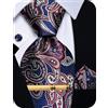 YourTies Cravatta da uomo in seta con gemelli quadrati e fermacravatta | Set di cravatte da uomo con motivo cachemire, fazzoletto in tessuto jacquard, per feste formali, matrimoni, balli scolastici