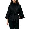 Roolev Cappotto Corto Da Donna In Lana Con Cintura Collo Alto Maniche Svasate Mantella | Cappotto Corto Asimmetrico Con Bottoni Elegante Mantello Autunno Inverno Capospalla Casual Da Ufficio Abb