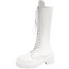 Generico Stivali Gambale Alto Donna Autunno Inverno Lunghi Ecopelle Biker Invernali Ginocchio Alto Allacciatura Sopra il Ginocchio Bianchi Scarpe Donna Eleganti Moda Calzature Comode Antiscivolo Chic