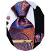 YourTies Cravatta da uomo in seta con gemelli quadrati e fermacravatta | Set di cravatte da uomo con motivo cachemire, fazzoletto in tessuto jacquard, per feste formali, matrimoni, balli scolastici