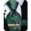 YourTies Cravatta da uomo in seta con gemelli quadrati e fermacravatta | Set di cravatte da uomo con motivo cachemire, fazzoletto in tessuto jacquard, per feste formali, matrimoni, balli scolastici