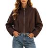 Kielsjajd Bomber Corto da Donna Giacca Con Risvolto Con Zip Giacca Moto Donna Bomber Softshell Giacche Leggero Primavera Inverno Caldo Giacca Maniche Lunghe Outwear