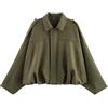 Flamyrellv Bomber Giacca Camoscio Donna Oversize, Bomber in Morbida Pelle Scamosciata con Colletto e Spalline Zip Softshell, Taglio Corto a Palloncino,Moda 2026 Autunno e Inverno