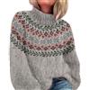 Generic Fairisle - Maglione da donna, alla moda, elegante, a collo alto, da donna, morbido e confortevole, maglione islandese da donna, vestibilità larga, sottile, maglione in cashmere