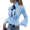 LvRaoo Donna Elegante Camicia Bavero Manica Lunghe Camicetta con Fiocco Tops Blusa (Bianca, CN