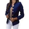 HHMY Sweatblazer - Giacca da donna elegante, con bottoni, stile militare, casual, con colletto alto, per il tempo libero, per lavoro, ufficio, giacche slim fit, blazer, taglia M - 3XL
