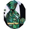 YourTies Cravatta da uomo in seta con gemelli quadrati e fermacravatta | Set di cravatte da uomo con motivo cachemire, fazzoletto in tessuto jacquard, per feste formali, matrimoni, balli scolastici
