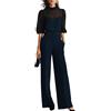 Generisch Canottiera nera trasparente e pantaloni larghi. Elegante set da 3 pezzi da donna. Elegante canotta e top in chiffon con maniche a 3/4 e pantaloni larghi.