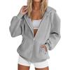 Uwdiohq Felpa Donna con Cappuccio e Zip Giacca Sportiva Leggero Hoodie Pile da Autunno Invernale Manica Cotone Manica Lunga Sweatshirt Aperto con Tasche Felpe Casual Classico Tinta Unita