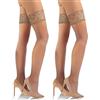 sesto senso 1 o 2 Paia Donna Calze Autoreggenti Pizzo con Silicone 15 DEN Sexy Transparente