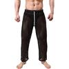 Sandbank - Pigiama da uomo sexy a rete, traforato, con coulisse, pantaloni lunghi