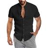 DAIHAN Camicia da Uomo Maniche Corte in Lino di Cotone con Bottoni Maglietta T-Shirt Leggera Aderente Casual Estiva Taglie Forti