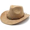 Henrrida Cappello da cowboy per uomini e donne, tesa larga, cappello da cowboy in camoscio sintetico, classico marrone chiaro, marrone chiaro