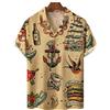 Hodaweisolp Camicia da Spiaggia Hawaiana a Maniche Corte Casual per | Stampa festiva, camicia a maniche corte, stile retrò vintage, colletto, ideale per feste casual