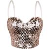 Generic Bustino da donna con paillettes, top corto in stile corsetto nero scintillante, spalline sottili, scollo a cuore, corpetto strutturato, strato casual senza maniche per feste serate, abiti da