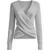 HEMNACU Elegante maglione da donna lavorato a maglia, casual, scollo a V | Spalle scoperte, stile incrociato, con arricciature sovrapposte, maglietta a maniche lunghe, elegante, elasticizzata