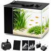 BYZESTY Set completo per acquario nano da 3,7 l, acquario intelligente, piccolo acquario con pompa dell'acqua regolabile, spugna filtrante, spina USB, per piccoli pesci, gamberetti e piante (nero)