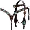 Generic Western Horse Headstall Briglia petto collare redini puntine set in pelle floreale lavorato a mano pannocchia completa pony pettorale ME-HBC-080 (Full)
