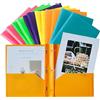 Seashell Cartelle a due tasche con 3 chiusure a griffe in metallo, in plastica, adatte per raccoglitori a 3 anelli, formato lettera, resistenti, colori assortiti, per ufficio e classe, confezione da