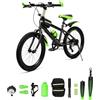 KANBCNG Mountain bike per bambini da 20 pollici, a 7 marce, con parafango | Bicicletta per bambini in acciaio al carbonio, altezza regolabile, con borraccia d'acqua, campanello a bussola da 8 a 13 anni