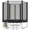 JUMMICO Trampolino Elastico per e Bambini Adulti 183/244/305/366/427 cmTrampolino Rotondo da Giardino Tappeto Elastico da Giardino di Diametro con Rete di Sicurezza, Scala e Barre Imbottite, Esterno