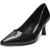 MISSCAI Décolleté Donna Effetto Vernice Punta Affusolata Tacco Svasato 6,5 cm | Scarpe eleganti donna per cerimonia e ufficio, pelle sintetica lucida