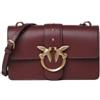 Pinko Love One Mini Borsa a Tracolla in Pelle Ribes Intenso | 21 x 15 x 7 cm, Chiusura a Patta, 2 Scomparti, Hardware Dorato Anticato, Stile Casual ed Elegante