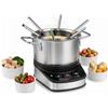 LIFEZEAL Servizio per fonduta elettrica 3L 1200W per formaggio, cioccolato | Apparecchio per fonduta per 6 persone in acciaio inossidabile con base rimovibile e 6 forchette, per brodo