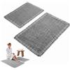 MIUUIPI Set di 2 tappeti da bagno, 46 x 77 cm + 43 x 61 cm, lavabili, stile boho, antiscivolo, per soggiorno, lavanderia, cucina, bagno (grigio scuro)