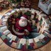Generic 3D Tappeto Natale Rotondo Babbo Natale (60*60cm/24*24in,Modèle 4) | Stupendo tappeto rotondo a illusione 3D con Babbo Natale, antiscivolo, pelo morbido, decorazione per soggiorno e ingresso