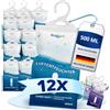 BonAura® Deumidificatore per guardaroba, set da 12 pezzi, a prova di | Deumidificatore con cloruro di calcio per armadio, bagno, cantina e roulotte, assorbe 500 ml di acqua, da appendere